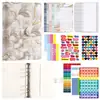 A6 Cuaderno de Anillas Creativo con Cremallera Estuche Macarrón PU Libro de Hojas Sueltas Planificador de Presupuesto en Efectivo