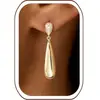 Amazon Transfronterizo Nuevo Producto Pendientes Forma de Gota de Agua Cobre Simple Temperamento Francés Moda Versátil Personalidad Lujo Ligero Pendientes para Mujer