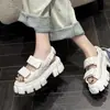 Sandalias Triángulo con Logo de Velcro de Alta Gama Guangzhou, Plataforma de Suela Gruesa, Zapatos Romanos Ultra-Ligeros de Piel de Oveja Pura para Aumentar la Altura para Mujer