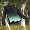 Camiseta Deportiva de Exterior con Degradado de Manga Larga para Hombre, Primavera y Verano, Protección Solar, Secado Rápido, Absorbe el Sudor, Transpirable, Ligera, Camiseta de Entrenamiento para Correr