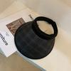 Sombrero de paja negro con ala grande y protección solar UV, estilo clásico, para mujer, 2023