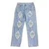 Jeans Rasgado Novo Estilo Primavera e Outono 2025 para Homens, Calças Retas Estilo Retro Americano, Calças Casuais Retas Largas da Moda High Street