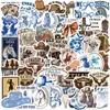 50 Pegatinas de Graffiti de Vaquero Azules Marrones de Dibujos Animados Decorar Guitarra Cuaderno Equipaje DIY Impermeables Venta al por Mayor Transfronteriza
