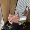 Bolsa Infantil Transfronteiriça Estilo Francês de Luxo Leve para Meninas, Mini Bolsa de Mão Plissada de Nicho, Nova Bolsa de Ombro Cruzado Lua Ins