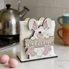 Porta Servilletas de Madera con Conejo de Pascua Transfronterizo para Mesa de Comedor en Casa, Adorno Creativo de Almacenamiento, Estante de Almacenamiento de Servilletas de Alta Estética