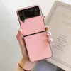 Funda de Cuero de Color Sólido Ultra-delgada para Teléfono Samsung Flip5 Zflip4 Pantalla Plegable Zflip6 Funda Protectora