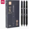 Caneta Gel Deli para Estudantes, Caneta Retrátil para Alunos do Ensino Fundamental e Médio, Secagem Rápida, Escrita Suave, Caneta Preta de Escritório 0.5mm, Atacado