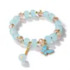 Pulsera de Cristal Imitación Jade Esmaltado Mariposa para Niños Pulsera de Cuentas Verano Niñas Puesto de Guardería