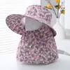 Sombrero para el sol femenino, nuevo sombrero de verano con protección solar, ala ancha, para el trabajo agrícola, para recoger té, chal, para el sol.