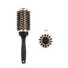 Peine cilíndrico de cerdas de cerdo para cabello rizado, peine de nailon con forma de tubo de aluminio, peine de peluquería para cabello liso y rizado, peine con hebilla interior.