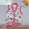 Colete Colete de Menina Outono e Inverno Novo Suéter Cardigan Casaco Colete Suéter Colete Tricotado para Crianças