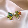 Pendientes geométricos de cristal cuadrado, diseño de nicho, pendientes únicos, ligeros, lujosos, de alta gama, con forma de cubo de azúcar.