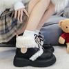 Botas de Neve para Mulheres 2022 Inverno Novo Solado Grosso Forrado com Lã Quente Lã de Cordeiro Branca Botas Versátil e Fofa Botas Curtas