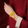 Pulseira Budista de Cristal Translúcido de Cinábrio Cru com 108 Contas para Homens e Mulheres, Pulseira Banhada a Ouro Atacado e Dropshipping