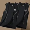 Chaleco de Hielo de Seda sin Mangas para Hombre para Fitness de Verano, Camiseta Holgada de Secado Rápido en Talla Grande para Correr, Baloncesto, Entrenamiento Deportivo, Camiseta sin Mangas de Moda