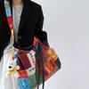 Bolsa de Lona de Mezclilla Bohemia de Doble Pan, Bolso Tote Versátil para Viajes, Bolso Cruzado Vintage de Contraste de Doble Cara Utilizable