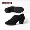 Zapatos de baile latino para mujer, zapatos de baile modernos para profesor de salón de baile para adultos, suela de goma, tacón medio, suela plana, tela Oxford, profesionales
