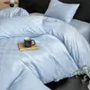 Conjunto de cama luxuoso e de alta qualidade para outono/inverno, espesso, 100% algodão, quatro peças, incluindo um lençol de algodão puro, uma fronha de colcha jacquard e uma colcha quente