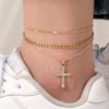 Suministro transfronterizo de pulseras y collares con colgante de cruz, cadena de nicho con diamantes apilados, adornos para manos y pies, venta al por mayor.