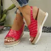 Sandalias de cuña de talla grande para mujer, comercio exterior transfronterizo, nuevo modelo de verano 2026, estilo europeo y americano, plataforma impermeable, sandalias casuales de moda