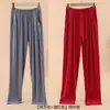 Calça de Pijama Modal Feminina Primavera e Verão Solta Mergulho Casual Tamanho Grande Seda de Gelo Fina Ar Condicionado Doméstica Reta