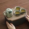 Tetera de paisaje pintada a mano de cerámica Ge juego de té de viaje traje portátil una tetera tres tazas caja de regalo de alta calidad regalo compañero