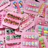 Novas unhas postiças infantis de verão, fofas e com tema dopamina, peças de unha prontas disponíveis para atacado