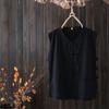 Verão Masculino fino de algodão e linho chinês estilo Tang terno com fivela retro Hanfu Old Head Shirt Colete estilo chinês para homens