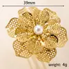 Anillo Floral Hueco Tridimensional de Múltiples Capas, Elegante y a la Moda, con un Diseño de Lujo Ligero de Alta Gama, Joyería de Anillo de Pétalos Dorados
