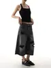 Nuevos jeans cropped rasgados negros y grises para mujer, estilo callejero vintage de verano, pantalones rectos de pierna ancha holgados que estilizan, de longitud media