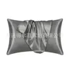 Funda de almohada de seda artificial de color liso para comercio exterior transfronterizo funda de almohada funda de almohada de satén sobre tipo sobre venta al por mayor un par