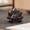Mascota de Té de Arcilla Púrpura Zorro de Nueve Colas Adorno Creativo, Se Puede Usar para Juego de Té, Decoración de Mesa de Té Inspirada en Zen, Adorno Pequeño