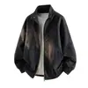 Marca tendência estilo americano transfronteiriça 2026 nova jaqueta biker tie-dye estilosa de gola alta com corte solto para primavera e outono para homens