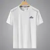 Montaña de Nieve Verano Nuevo Malla de Alta Calidad Seda de Hielo Delgado Manga Corta Talla Grande Deportiva Secado Rápido Camiseta Cuello Redondo Camiseta para Hombre