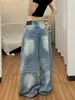 Jeans Lavados Rasgados Estilo Retro Americano para Mujer, Estilo Veraniego, Corte Holgado, Estilo Boyfriend, Ambiente Relajado, Pantalones de Pierna Ancha hasta el Suelo