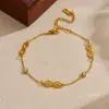 Moda Transfronteriza Nicho Lujo Ligero Versátil Chapado en Oro Simple Símbolo de Infinito Incrustado con Diamantes Cadena de Acero Inoxidable Pulsera