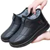 Zapatos de Tela Old Beijing para Hombre, Forrados de Felpa y Engrosados para Calidez, Zapatos de Algodón de Invierno para Personas de Mediana Edad y Mayores, Suela Suave Antideslizante, Zapatos Impermeables para Papá