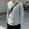 Camiseta masculina de manga comprida com decote redondo e estilo preguiçoso MYQ, camisa de base de algodão puro para primavera, estilo coreano, top moderno para todos os gostos