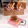 Conjunto de Piquenique Casa de Boneca Comida em Miniatura Brinquedo Casa de Boneca Comida Artificial Conjunto de Palitos para Brincar Enfeites Cena Ob1