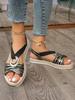 Sandalias de Plataforma Grande con Cuña y Suela de Cuerda de Cáñamo para Mujer 2024 Nuevas Europeas y Americanas de Verano con Hebilla y Plataforma Gruesa al por Mayor