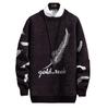 Otoño e invierno 2024 Comercio Exterior moda para hombre pluma estampada cuello redondo jersey camiseta interior suéter para hombre