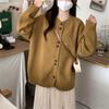 Cardigan de Tricô Cinza Novo Outono 2025 Feminino Solto Estilo College Casual Preguiçoso Pequena Jaqueta Suéter