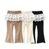 Calças Flare Estilosas para Meninas Estilo Primavera e Outono 2026 Novidade Bebê Estilo Coreano Calças Longas com Barra de Renda Calças Casuais Versáteis