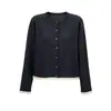 Nova Chegada de Outono [Lã Lavável à Máquina] Cardigan de Tricô com Acabamento em Renda E-Ejia Gola Redonda Casaco Leve Feminino