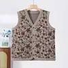 Roupas de outono e inverno femininas para mulheres de meia-idade e idosas: colete com forro de fleece, espesso e quente, com estampa estilo vovó, adequado como camada interna ou peça externa