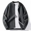 Moda Outono Inverno Tendência Masculina Casual Cardigan de Tricô Longo com Zíper Versátil Casaco Suéter