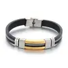 Pulsera de Acero de Titanio para Mano Transfronteriza Pulsera de Acero Inoxidable y Silicona para Hombre Moda Hip-Hop Pulsera de Personalidad Venta al por Mayor