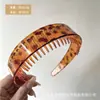 Diadema Coreana de Ala Ancha Dentada para Mujer, Diadema Antideslizante con Estampado de Leopardo, Artefacto para Lavarse la Cara y Sujetar el Cabello, Accesorio para el Cabello Alto de Calavera