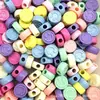 Cuentas Redondas de Agujero Grande de 6-16 mm Color Macarrón Cuentas Acrílicas Materiales para Manualidades DIY para Niños Cuentas Sueltas de Color Caramelo
