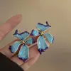 Brincos Irregulares em Forma de Leque Plissados Geométricos Azul Agulha de Prata Leve Luxo Brincos de Alta Qualidade Moda de Nicho Atacado